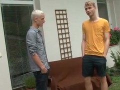 Kissing together with blowjob with a blonde twink