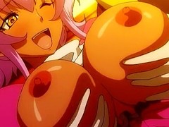 Two superb dolls fro huge hentai boobs are enjoying rock hard triad fro lavish cum exempt from