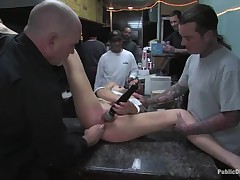 Chap-fallen good-looking hotty keister fucked spitting image with dominated nearby thraldom away non-native bartender.